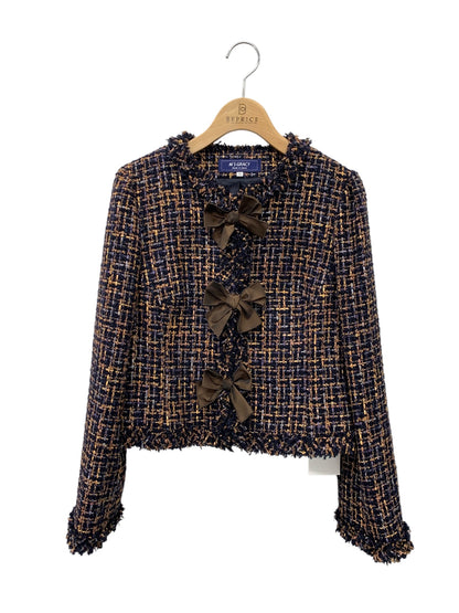 エムズグレイシー 114510 ジャケット 38 ネイビー ツイード ITCAGKEGCSXH