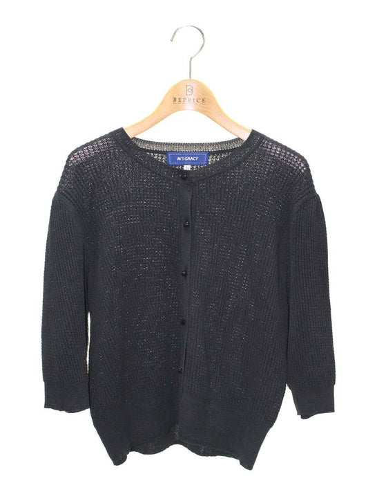 エムズグレイシー 418328 カーディガン 40 ブラック ハートボタン ITQ8MB452Q94