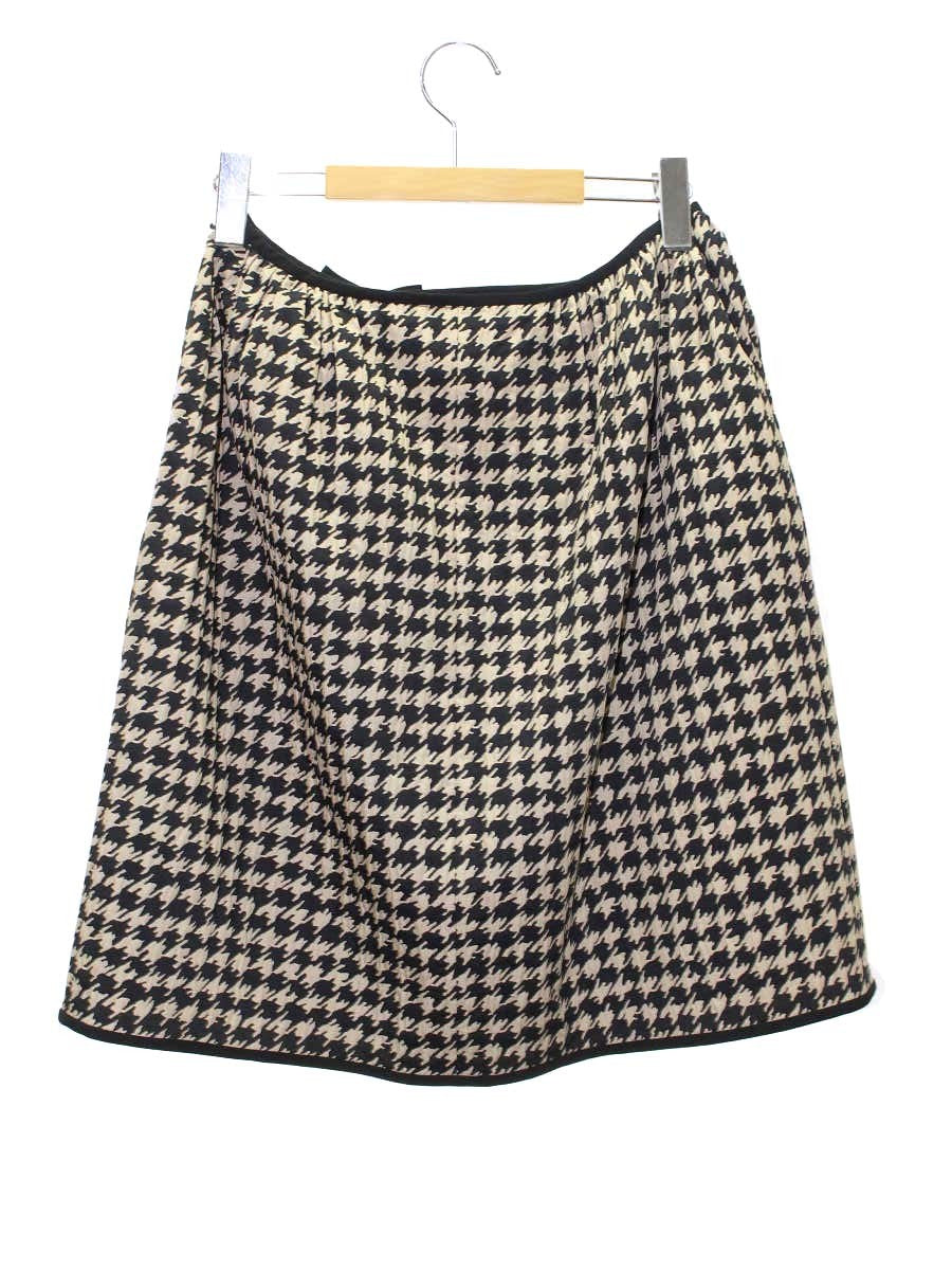 エムズグレイシー 427508 スカート 40 ブラック/ベージュ フレア 千鳥柄 IT0XXDTBPMOG