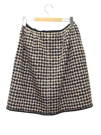 エムズグレイシー 427508 スカート 40 ブラック/ベージュ フレア 千鳥柄 IT0XXDTBPMOG