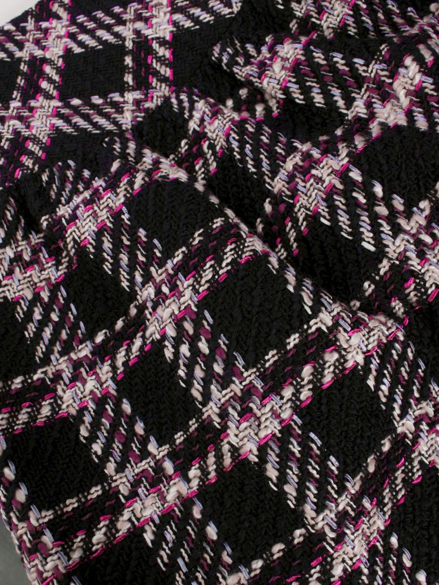 エムズグレイシー 017535 スカート 38 ネイビー/パープル チェック柄 タックフレア ITRXDJCR1HJ6