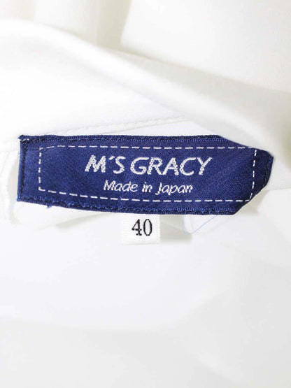 エムズグレイシー 110111 カットソー 40 ホワイト パフスリーブ リボン ITFWKTU8GW7Q