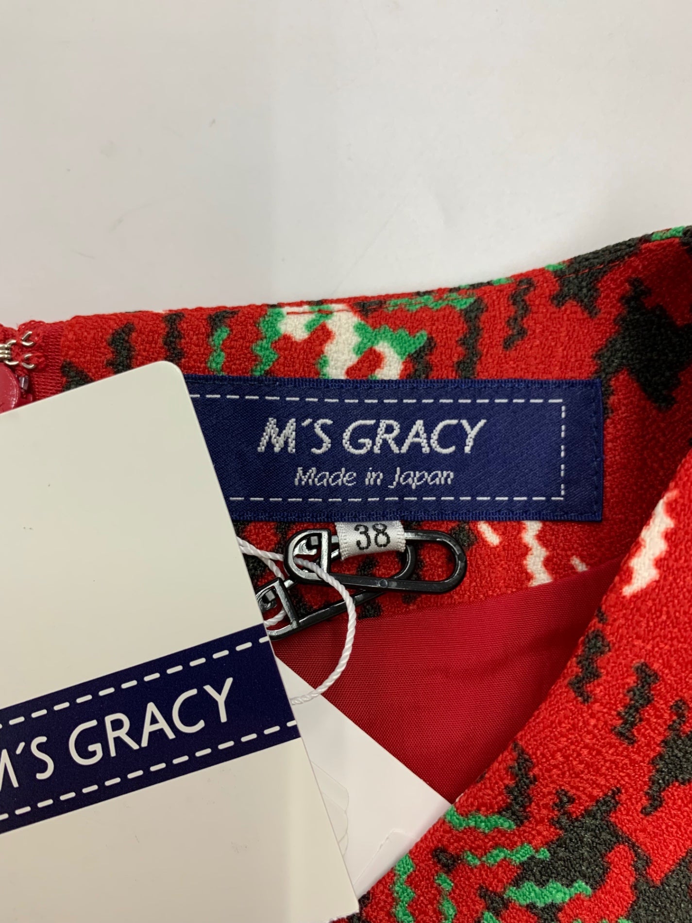 エムズグレイシー 211510 ワンピース 38 レッド 切替 チェック