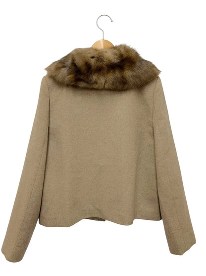 フォクシーブティック 44580 ジャケット 38 ブラウン セーブルファー ジップアップ カシミヤ 牛革 ITXS7B6SBNHE