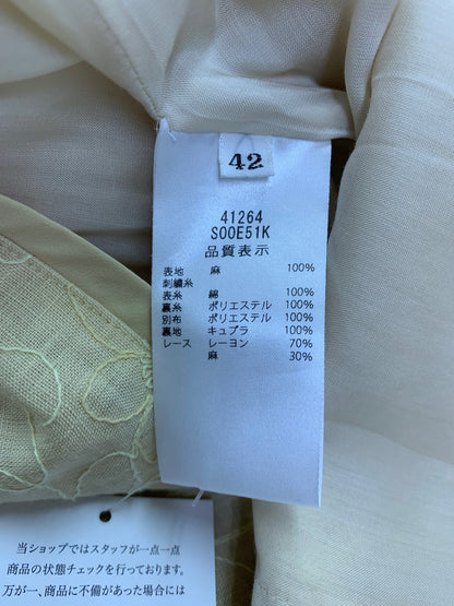 フォクシーブティック Dress Bloom 41264 ワンピース 42 イエロー 麻 リネン フラワーモチーフ 2024年増産品 IT6DH6G6ZHMI