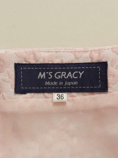 エムズグレイシー 011134 ワンピース 36 ピンク フラワーモチーフ エンボス リボン IT1NPWL6BVV6