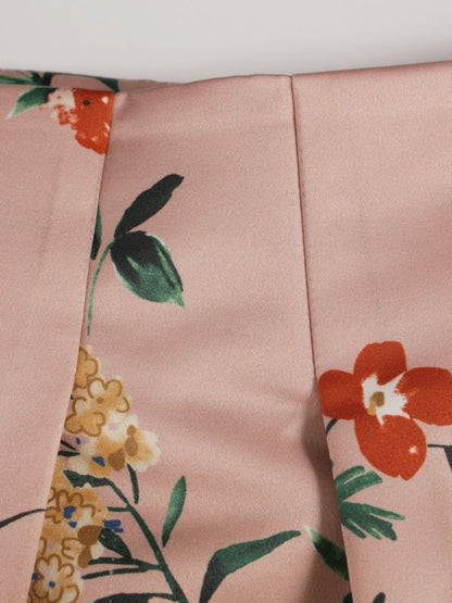 エムズグレイシー 727549 スカート 38 ピンク フラワーモチーフ タック ITRJ47GC9X3O