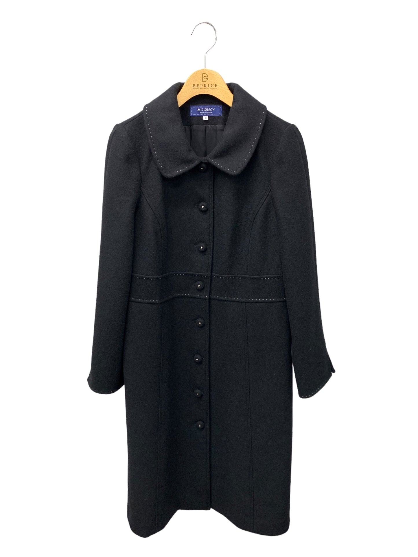 エムズグレイシー Lady Like Coat 819518 コート 40 ブラック ウール ラインストーン IT5JOX7DNPPQ 【SALE】