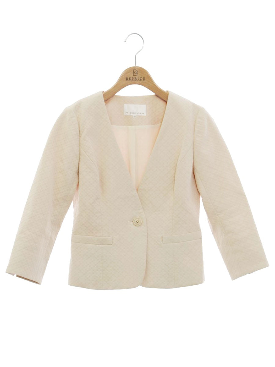 エムプルミエ ノーカラーテーラージャケット A120-601 34P ベージュ 1B ITYE8ZA4BFK0 【SALE】