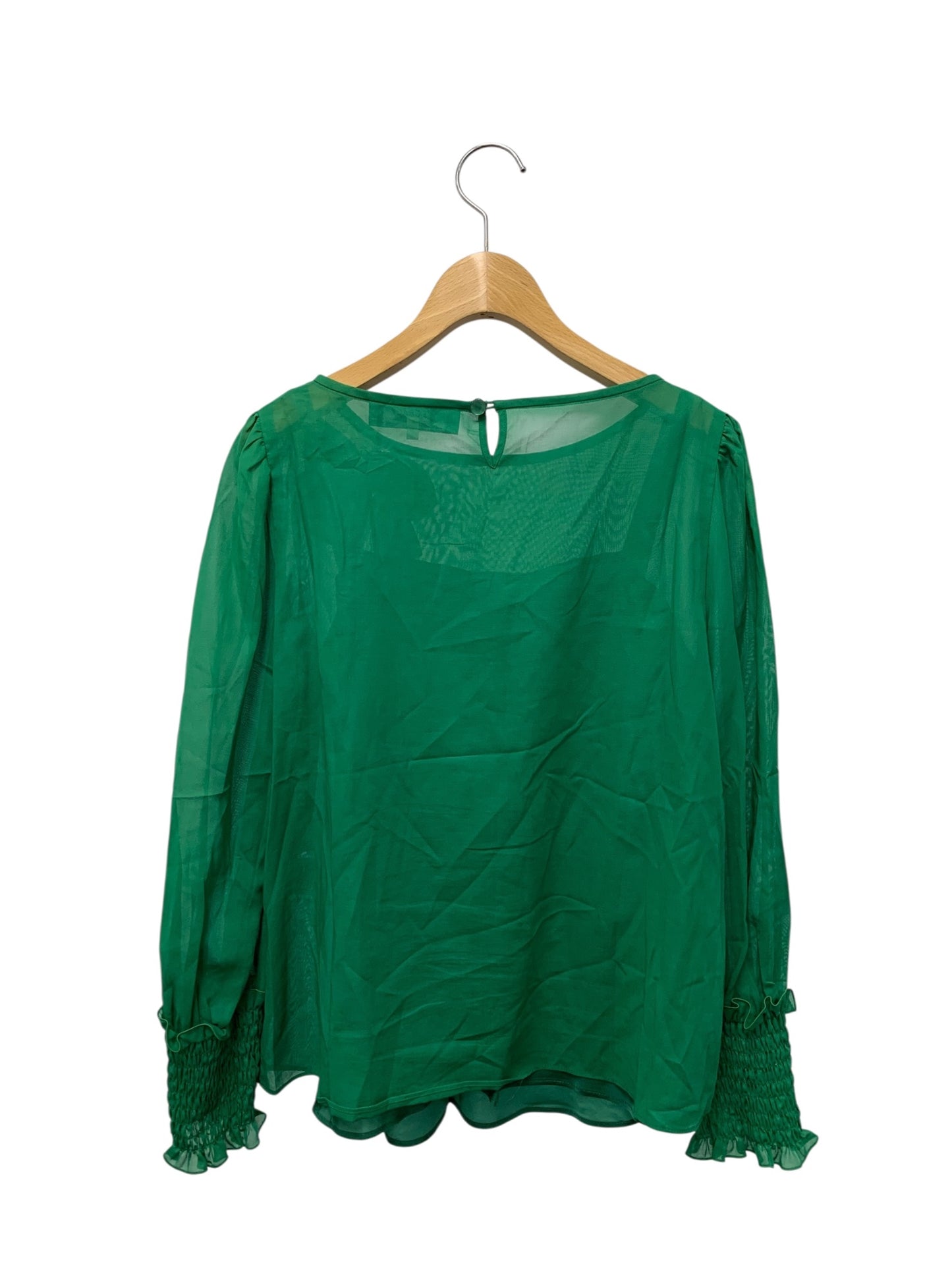 エムズグレイシー Shirring Blouse 910306 シャツ ブラウス 38 グリーン シアー キャミソール付き IT7L6X39AWXE