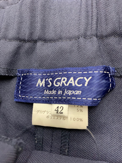 エムズグレイシー 516117 ワイドパンツ 42 ネイビー グログランテープ IT53P0QJ2TMW