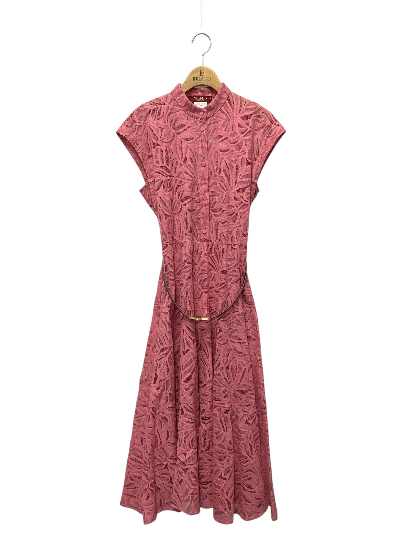 マックスマーラステュディオ 24262360116 ワンピース 42 ピンク レース調 フロントボタン ITH5PZM1C8T8