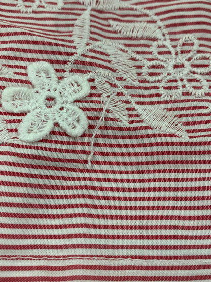 ギャラリービスコンティ 1220819 シャツ 2 レッド/ホワイト 半袖 ストライプ  花柄刺繍 ITEN266KFSC6