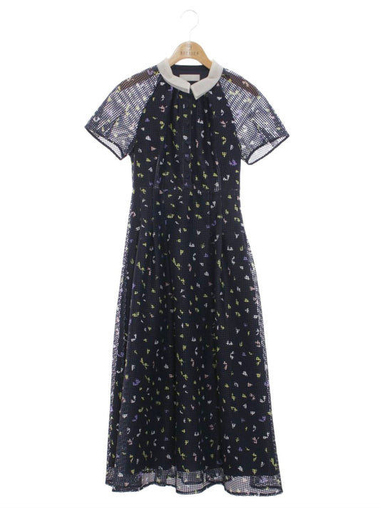 セルフォード 衿付き小花柄ワンピース CWF0222014 36 ネイビー ITIXQA6Y0UPK