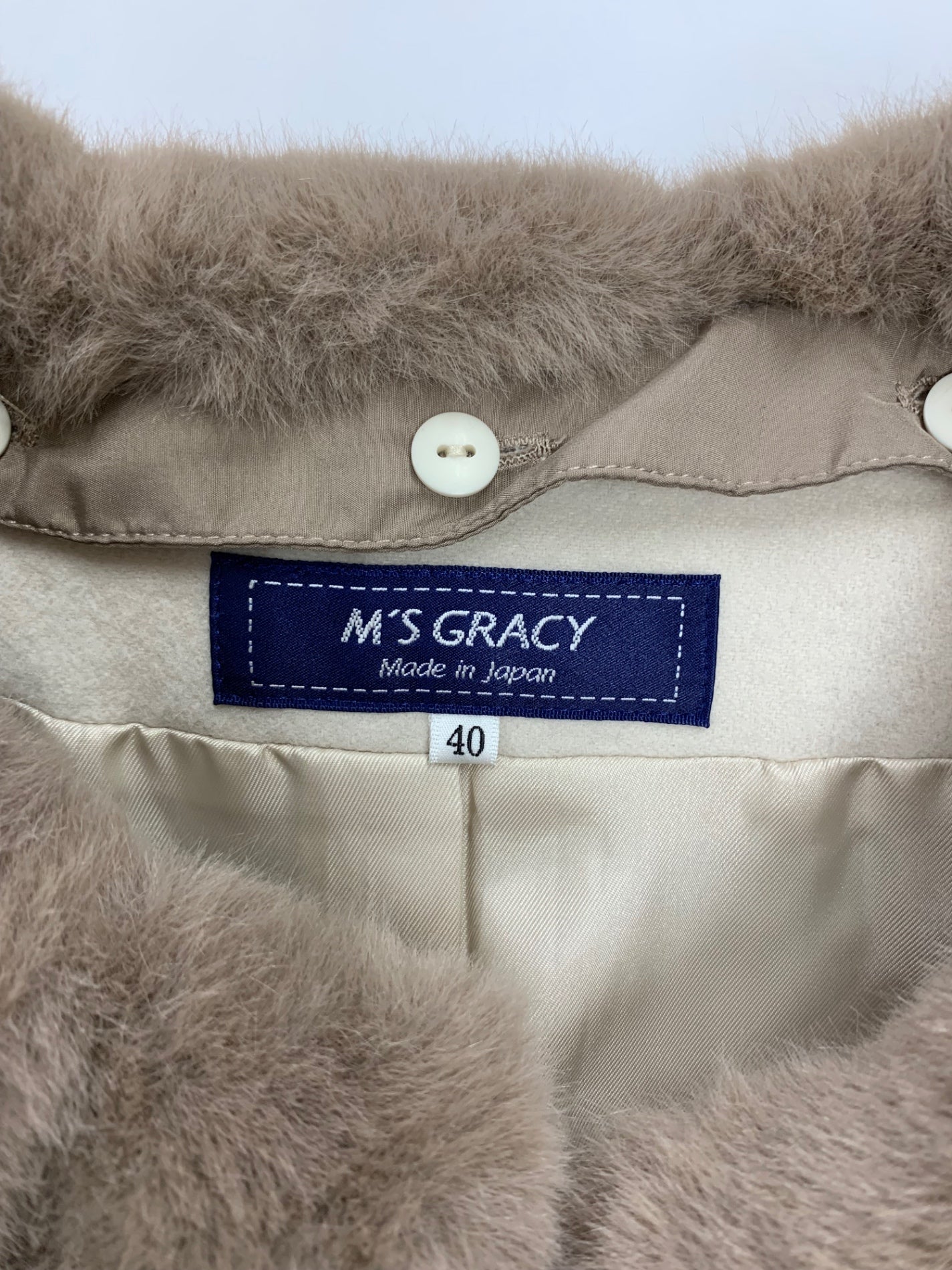 エムズグレイシー スーパー120ドレスコート 219613 コート 40 ベージュ  フェイクファー ウール 2way ダブルジップ IT9G21XUCJPS