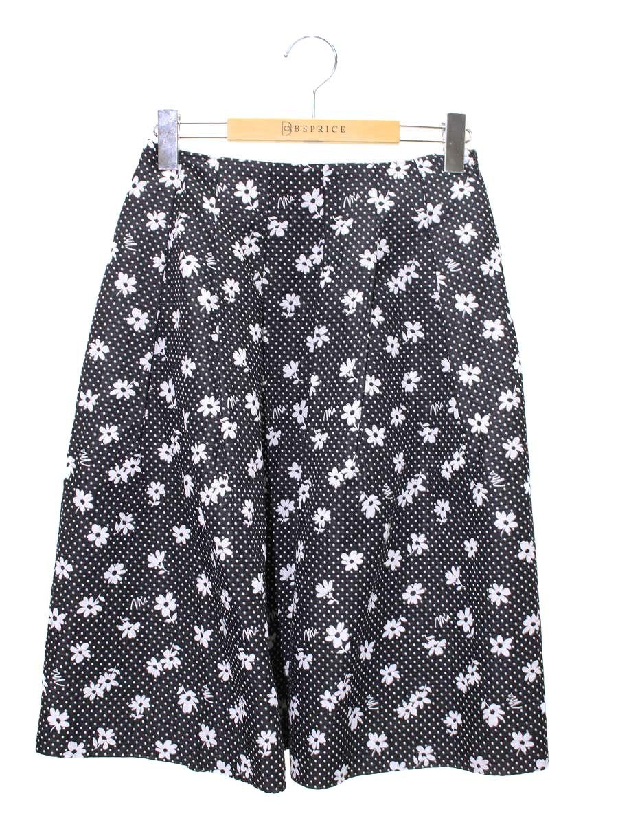 エムズグレイシー お花xドットジャガード 417123 スカート 38 ブラック フラワーモチーフ タック ITDAVRMGS46K