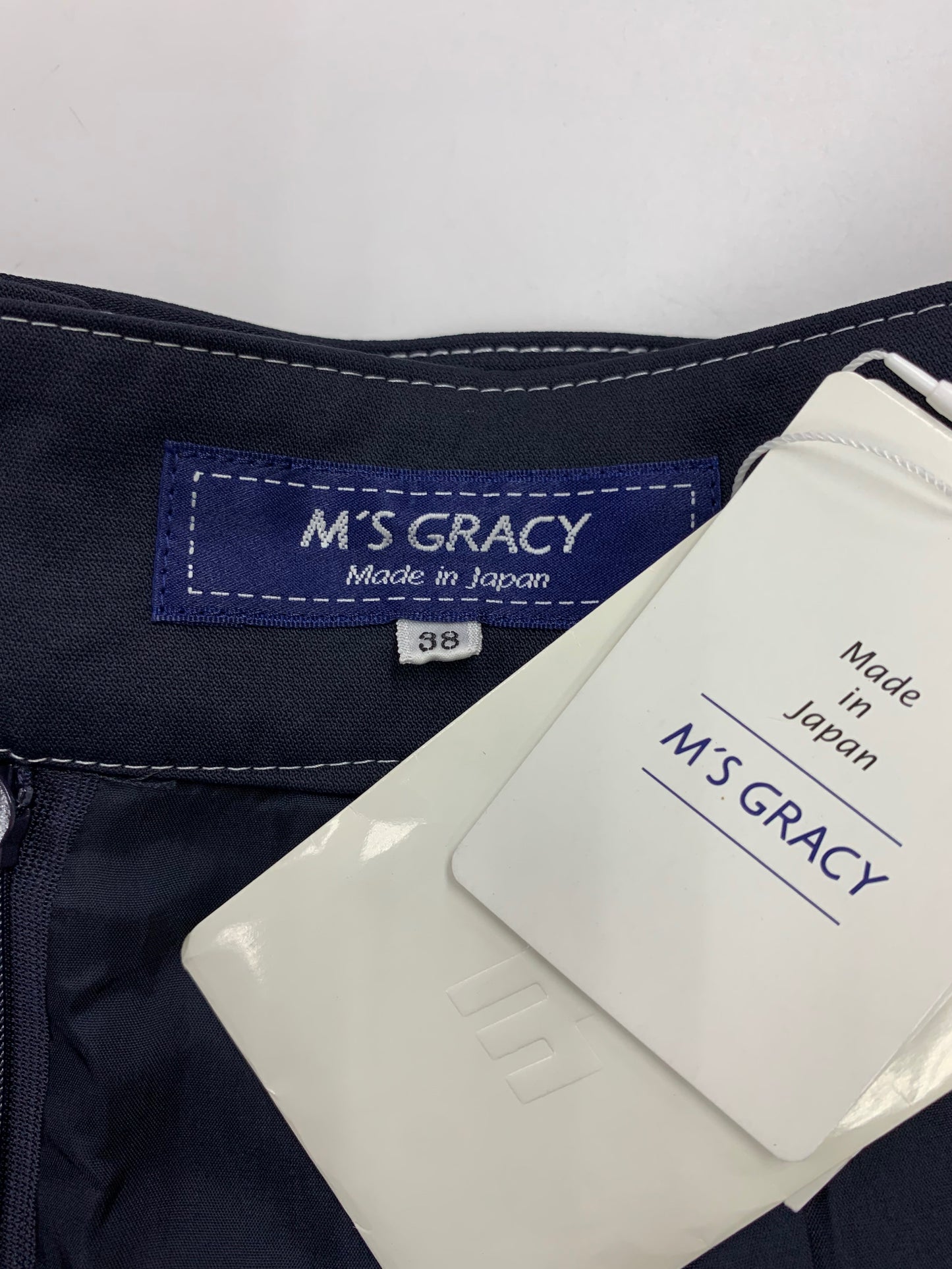 エムズグレイシー Ribboned Semi Tight Skirt  917307 スカート 38 ネイビー IT6TQU2LOD2M 【SALE】