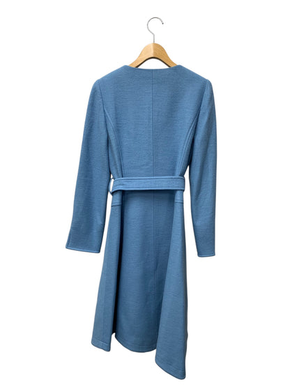 エムズグレイシー 529513 コート 38 ブルー ダブルジップ フラワー ノーカラー ITDGWC5TGGHY