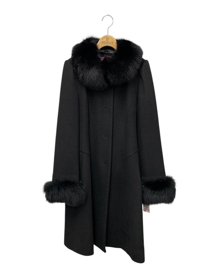 スーパービューティー ロングコート 44 ブラック フォックスファー ウール ITRL9F37MNPJ