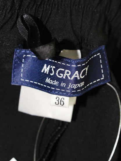 エムズグレイシー 216105 パンツ 36 ブラック リボン パールモチーフ ITC36OUJ6PY6