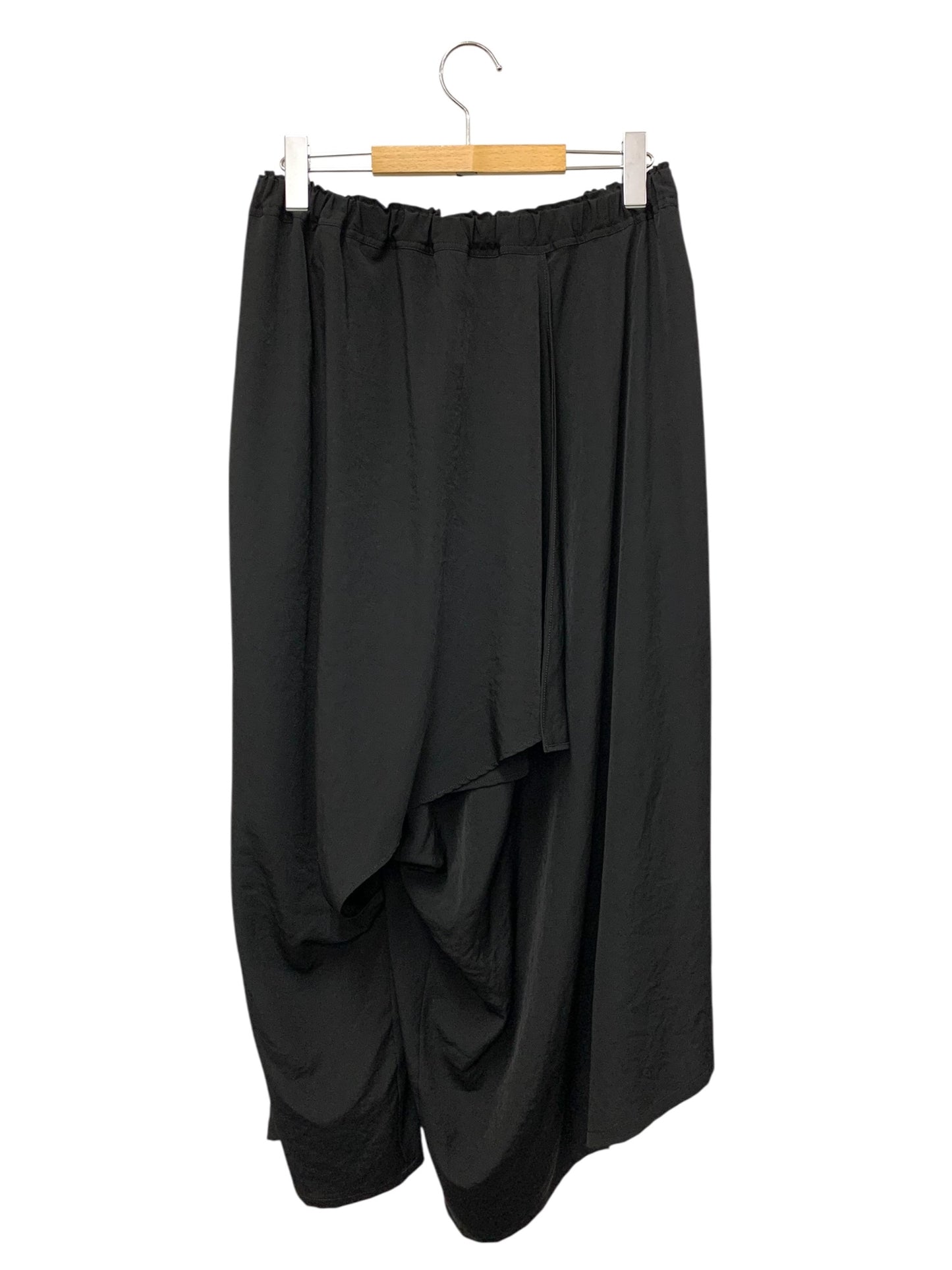 ヨウジヤマモト COLLECTIONS TA/PEクレープデシン ギャザーラップパンツ FO-P62-500 1 ブラック ITKC242TQTGQ