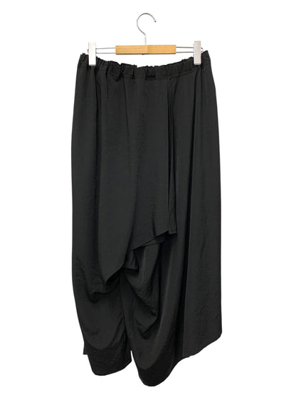 ヨウジヤマモト COLLECTIONS TA/PEクレープデシン ギャザーラップパンツ FO-P62-500 1 ブラック ITKC242TQTGQ