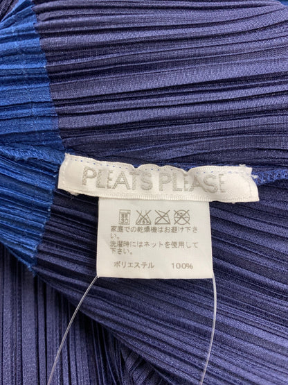 プリーツプリーズイッセイミヤケ PP83-JC692 パーカー 4 ブルー ジップアップ バイカラー フード耳付き ITUXUVB3TPM4