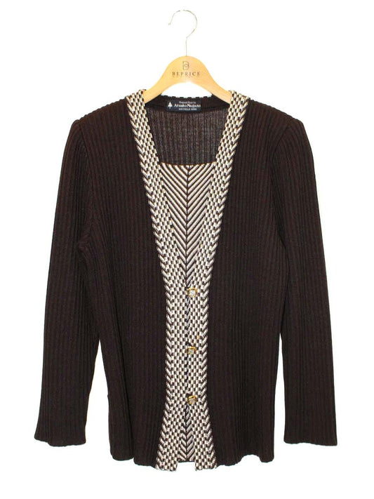 アツコナガノ 82027 ニット ジャケット F ブラウン IT7IYJB4ERC7