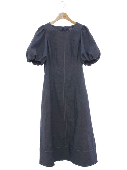 エムズグレイシー 111344 ワンピース 36 ネイビー パフスリーブ ステッチ ITN0BIP6J90M