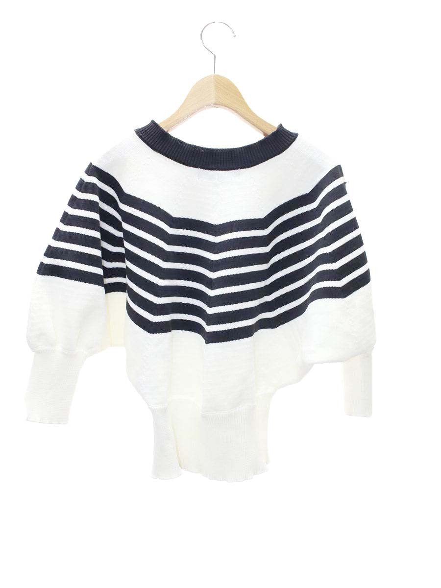エムズグレイシー Border Dolman Sleeve Knit 018309 ニット 40 ホワイト ボーダー IT8KLCID6E00