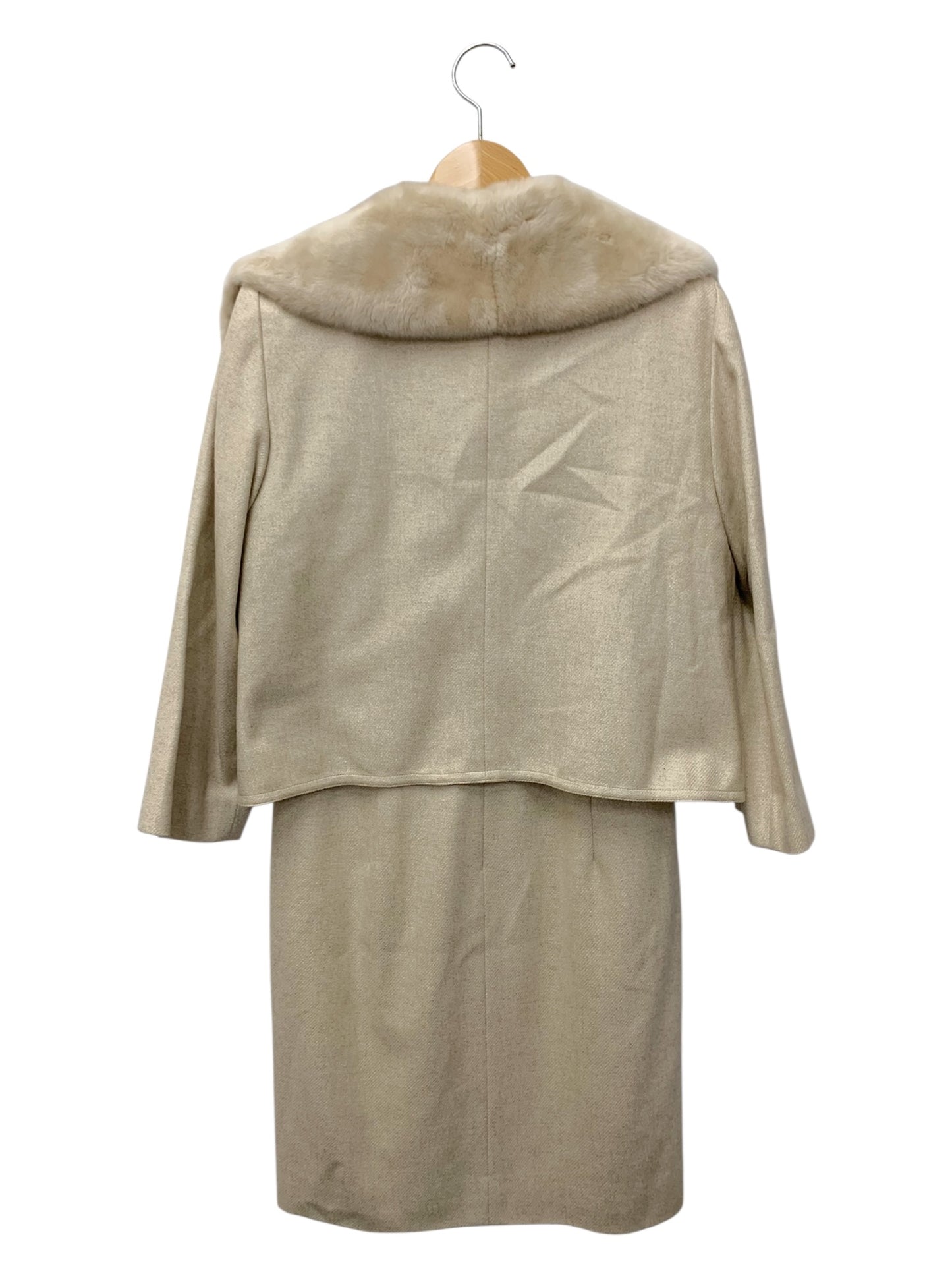 フォクシーブティック 10670 ワンピース セットアップ 40 ベージュ ヌートリア ファー カシミヤ シルク ITMM5TPUZOKW