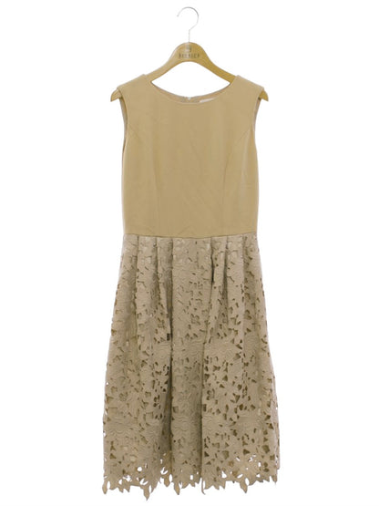 エムプルミエブラック C923-003 ワンピース 36 ベージュ カットワーク バックジップ フラワー ITCZZ4CLJIAY 【SALE】