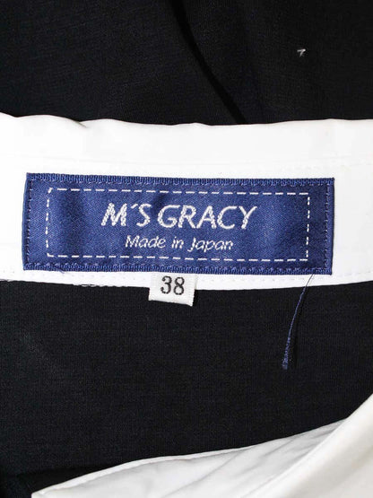 エムズグレイシー 915511 ブラウス 38 ブラック シャツ バイカラー ITPGILS9F79W