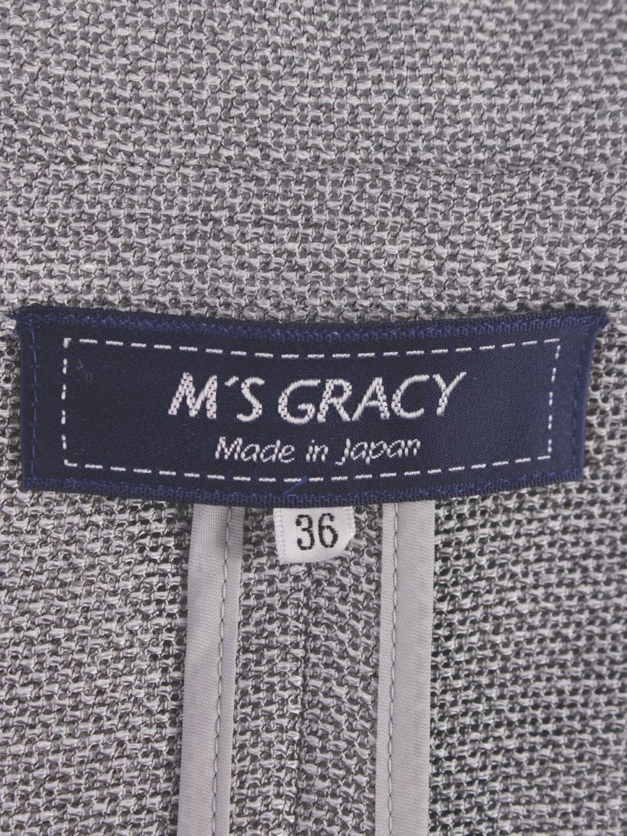 エムズグレイシー 814321 ジャケット 36 グレー お花ボタン メッシュ ITNABQ0KEGZK
