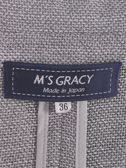エムズグレイシー 814321 ジャケット 36 グレー お花ボタン メッシュ ITNABQ0KEGZK