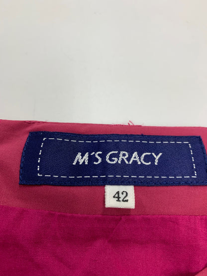 エムズグレイシー 111332 ワンピース 42 パープル ハート 刺繍 レース ITSXCE0687OX