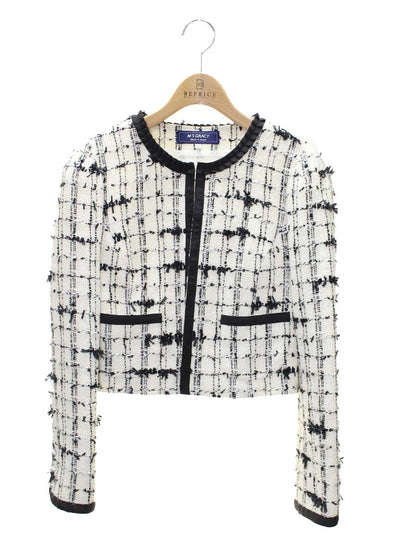 エムズグレイシー 724519 ジャケット 40 ホワイト パール ツィード IT6OTQQY93Y8