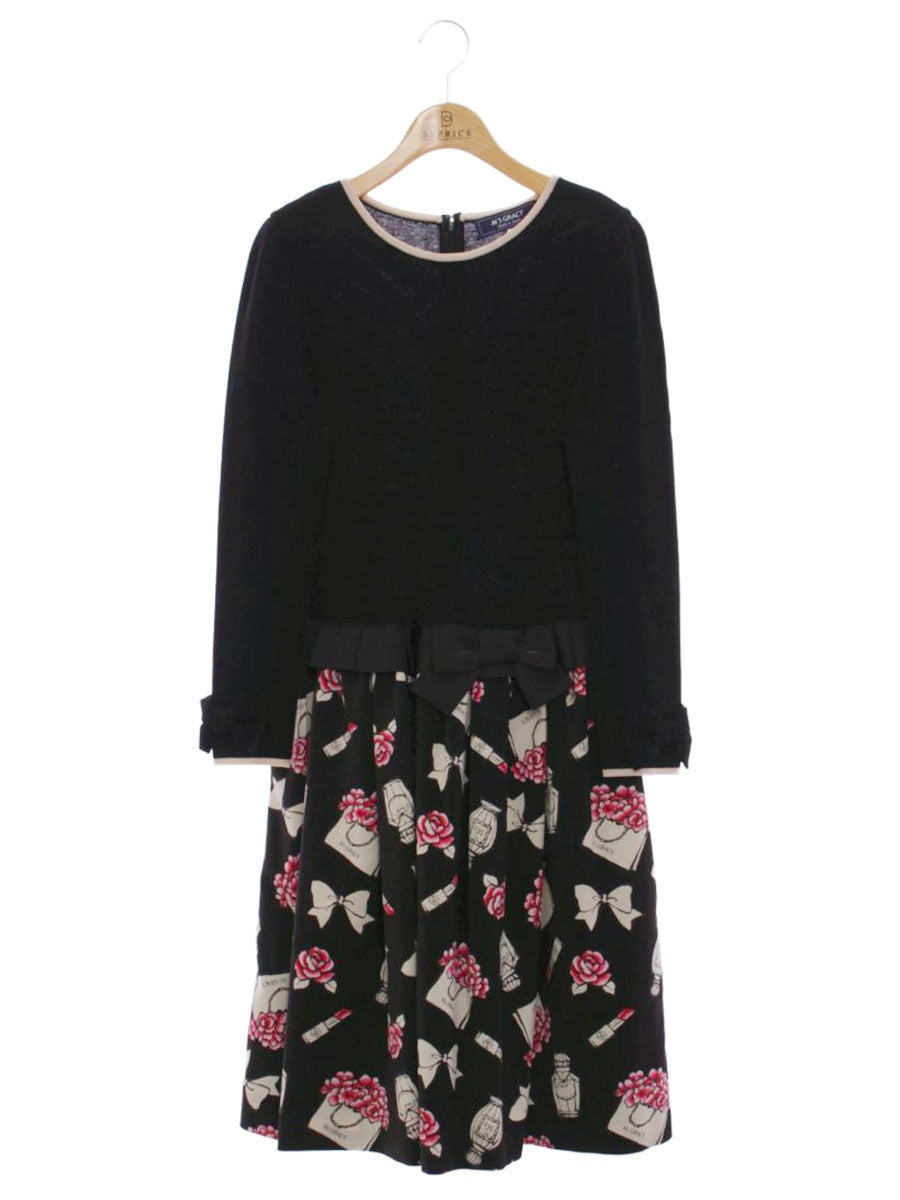 エムズグレイシー 911541 ワンピース 40 ブラック ニット 香水 バッグモチーフ IT6IVNG39B2T