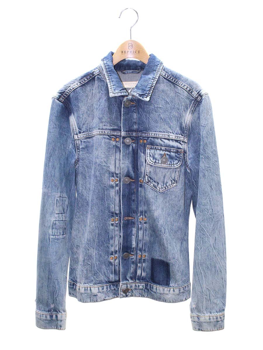 オールセインツ 192161R デニムジャケット XS ブルー ダメージ加工 刺繍 ITXZVE2QPUMS
