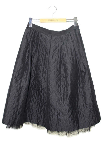 エムズグレイシー 117505 スカート 40 ブラック カメリア キルティング風 ジャガード IT4UE1VVJ1GS