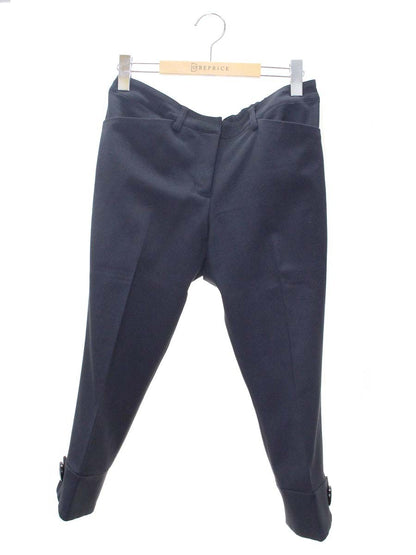 エムズグレイシー 626306 パンツ 40 ネイビー コットン混 裾ボタン クロップド ITJ3V4BGDE8C