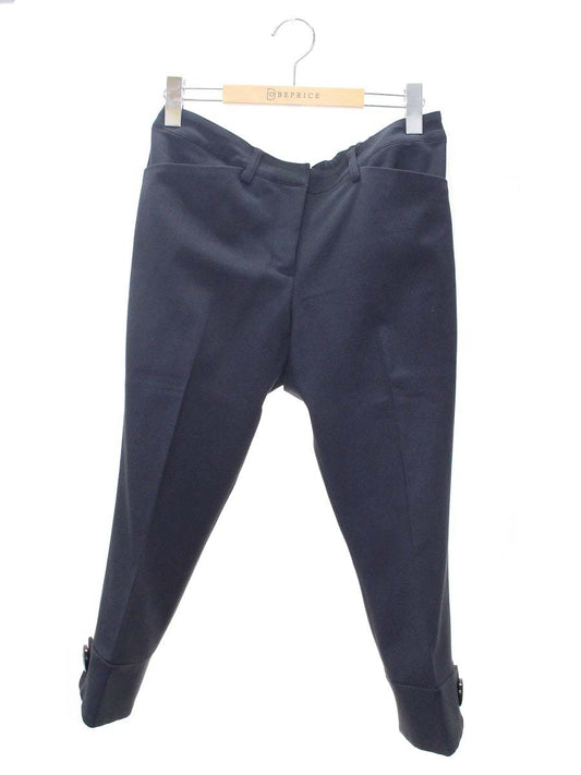 エムズグレイシー 626306 パンツ 40 ネイビー コットン混 裾ボタン クロップド ITJ3V4BGDE8C