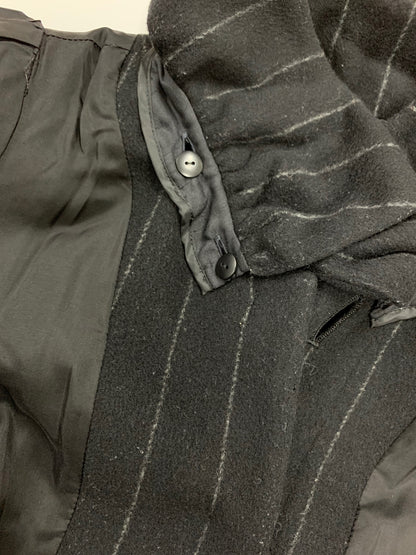 エムズグレイシー 429511 コート 36 ブラック ウール混 ストライプ リボン ITOEYYU7WYNK