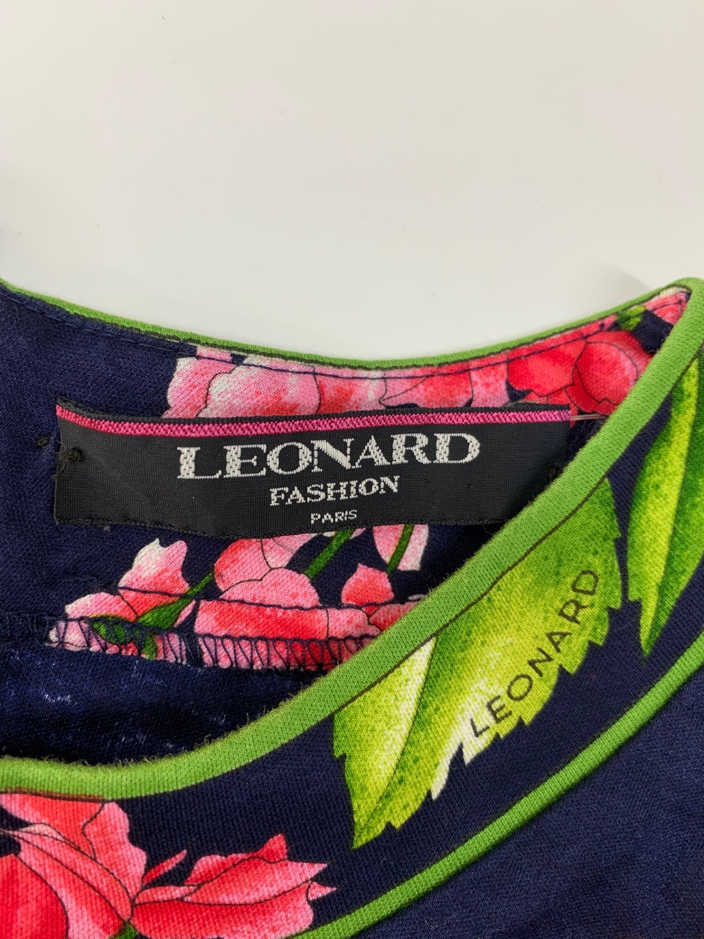 レオナール 0339100 カットソー L ネイビー コットン フラワー IT5IWLEW59RM