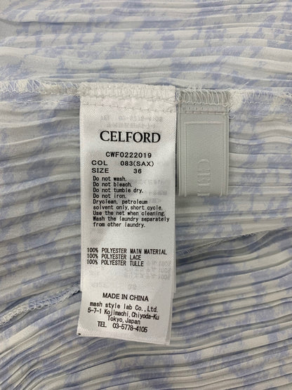 セルフォード マーブル柄ウエストリボンフレアワンピース CWF0222019 36 ブルー ITY4XKV2ID2C