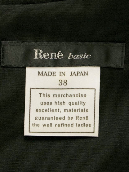 ルネ ベーシック 5916250 ワンピース 38 ブラック バラボタン バックジップ クルーネック IT5M3HDQHI0W