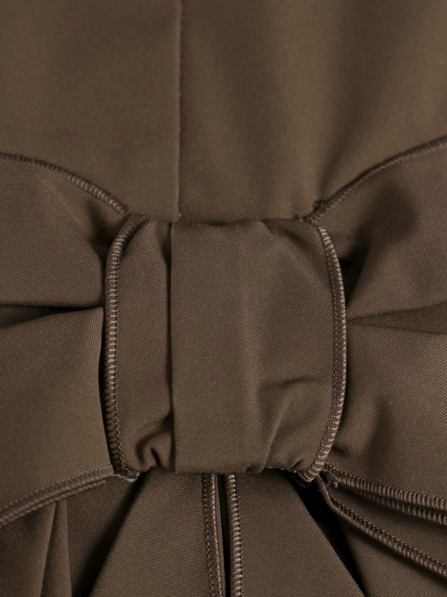 フォクシーニューヨーク 27189 ワンピース 40 ブラウン リボン ストレッチ ITV4BYRFFXJC