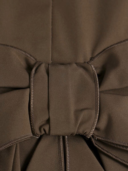 フォクシーニューヨーク 27189 ワンピース 40 ブラウン リボン ストレッチ ITV4BYRFFXJC