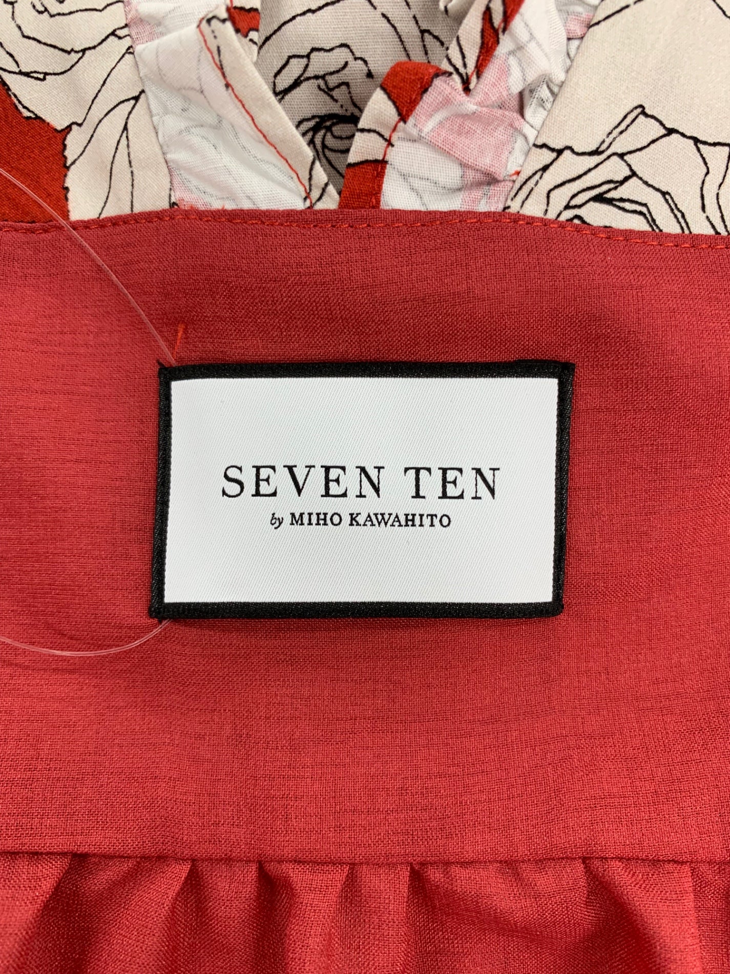 セブンテンバイミホカワヒト 3S508 ワンピース S レッド ローズ柄 フラワーモチーフ フレア IT35HCPS9RE2