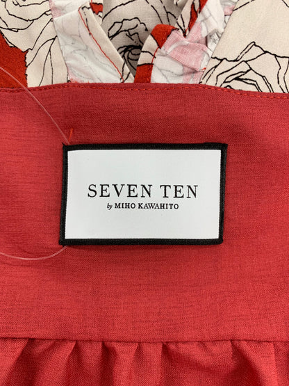 セブンテンバイミホカワヒト 3S508 ワンピース S レッド ローズ柄 フラワーモチーフ フレア IT35HCPS9RE2